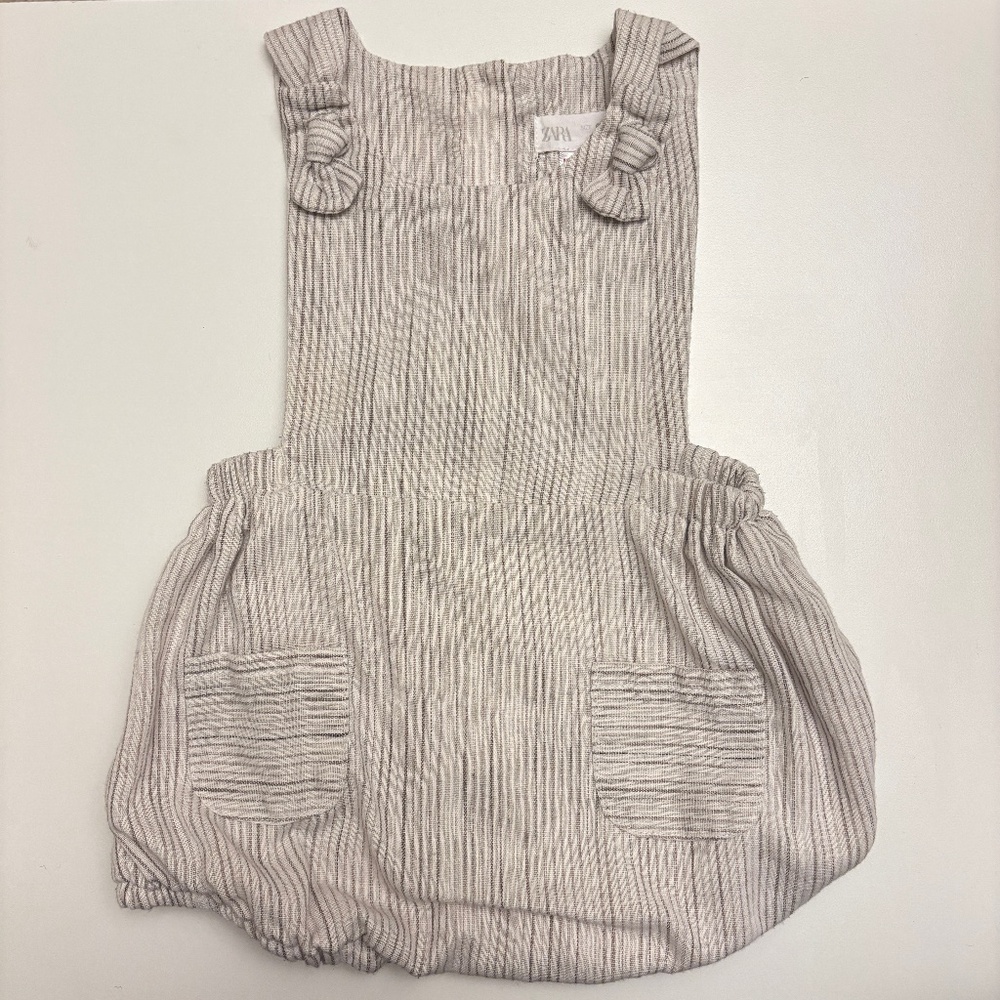 Zara Baby Girl Neutral Stripe Linen Romper